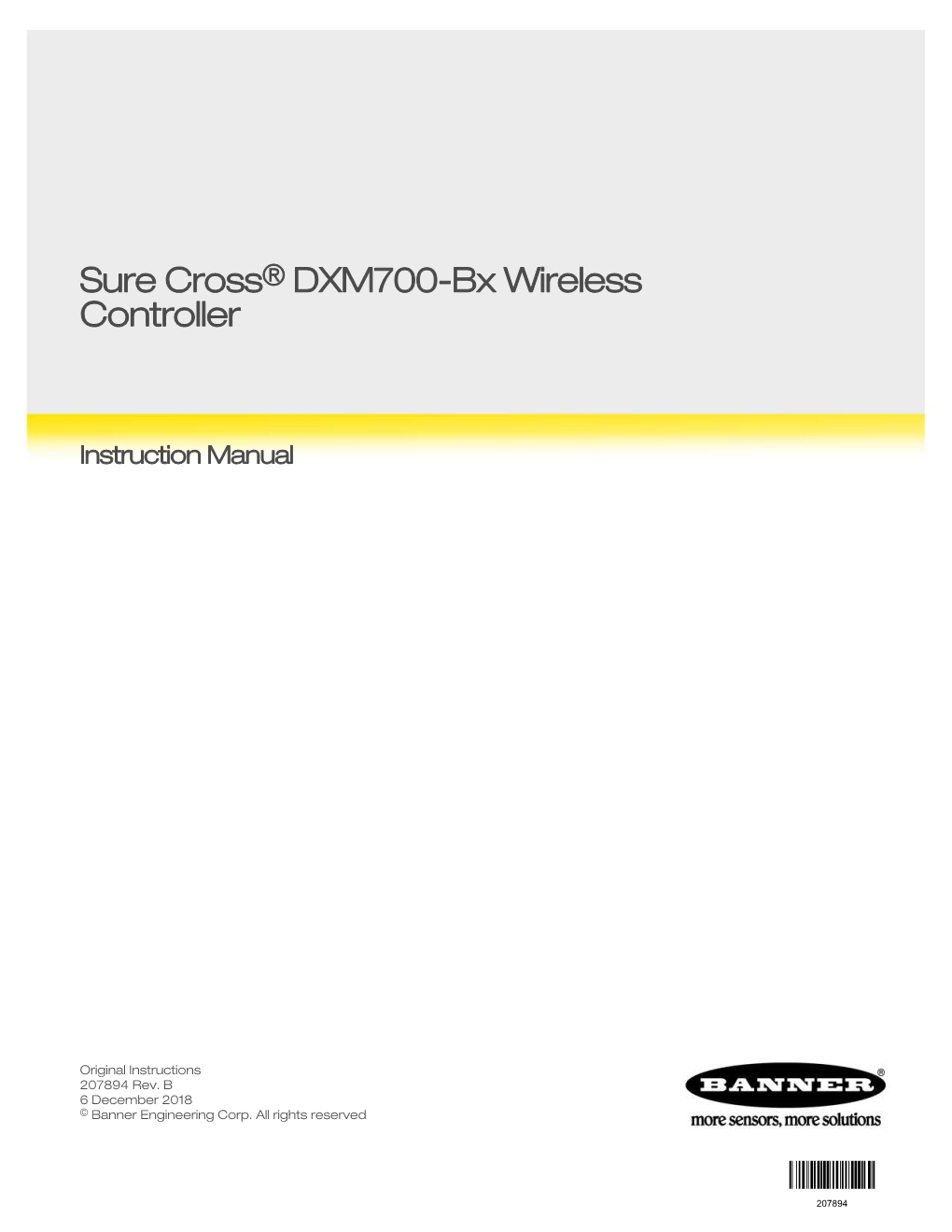 Sure Cross DXM700-Bx Wireless Controller Instruction Manual