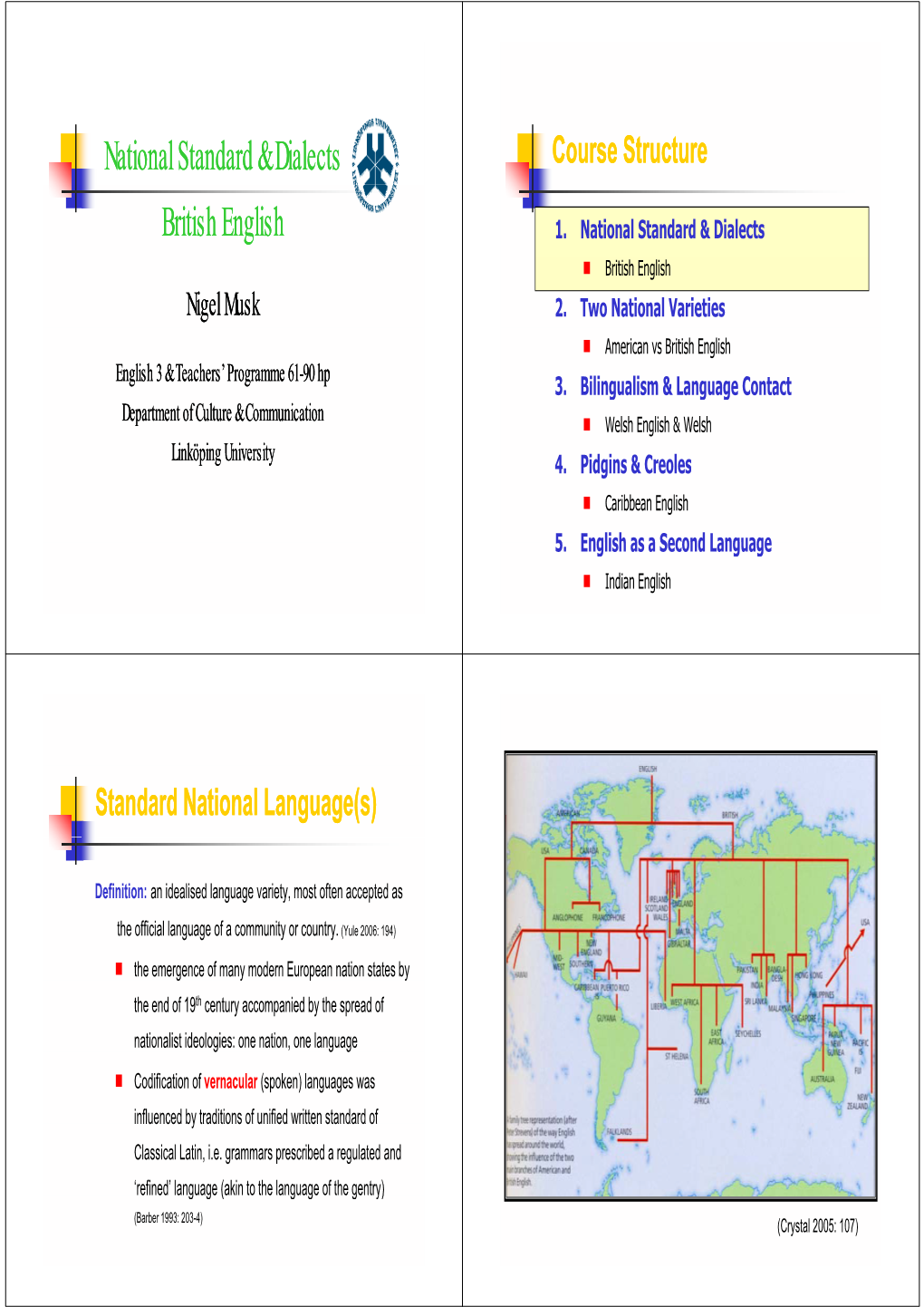 National Standard & Dialects British English