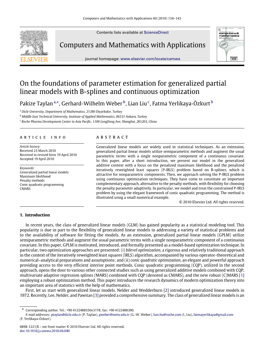 On the Foundations of Parameter Estimation for Generalized Partial Linear Models with B-Splines and Continuous Optimization