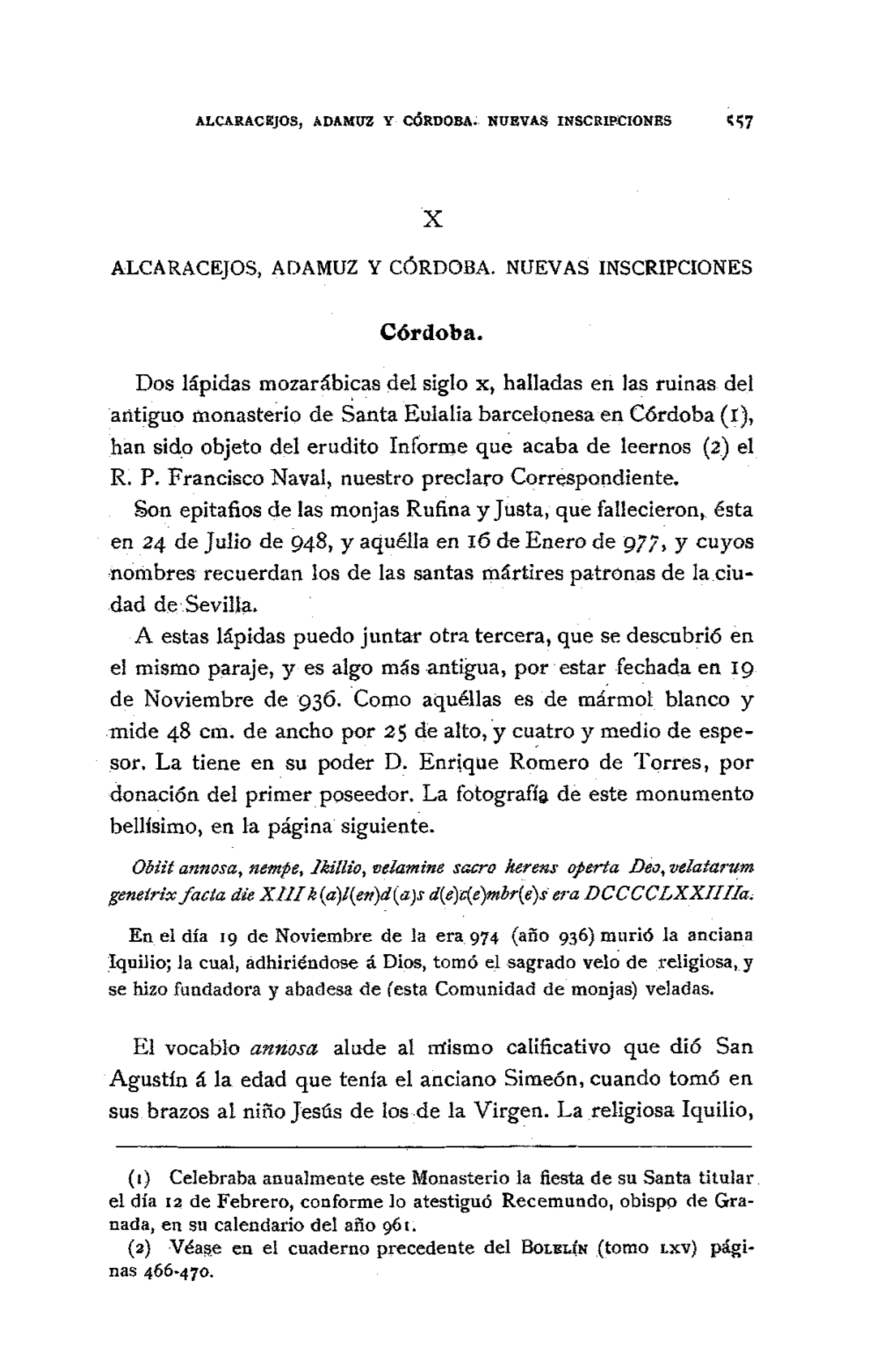 Alcaracejos, Adamuz Y Córdoba. Nuevas Inscripciones / Fidel Fita