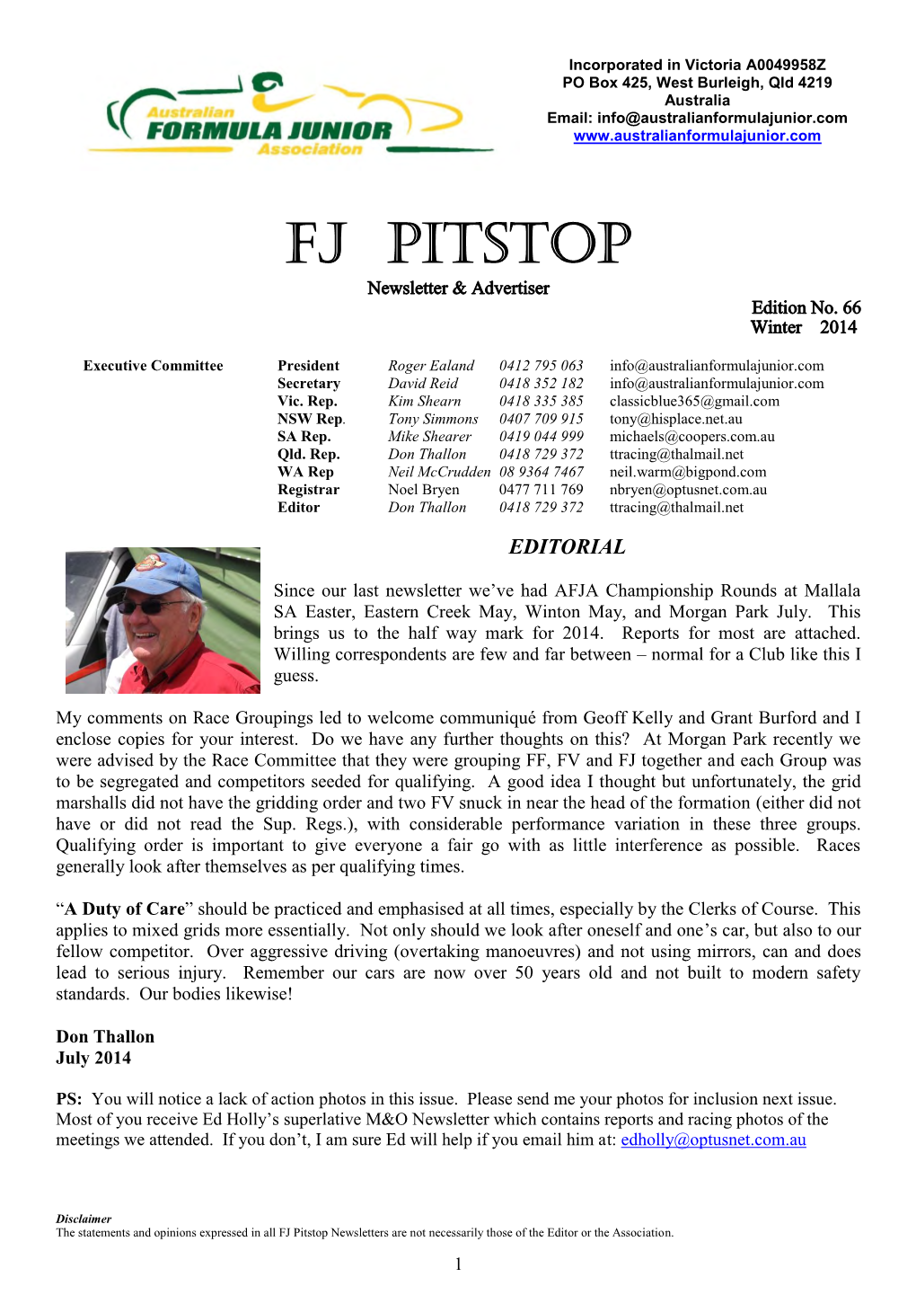 FJ PITSTOP Newsletter & Advertiser Edition No
