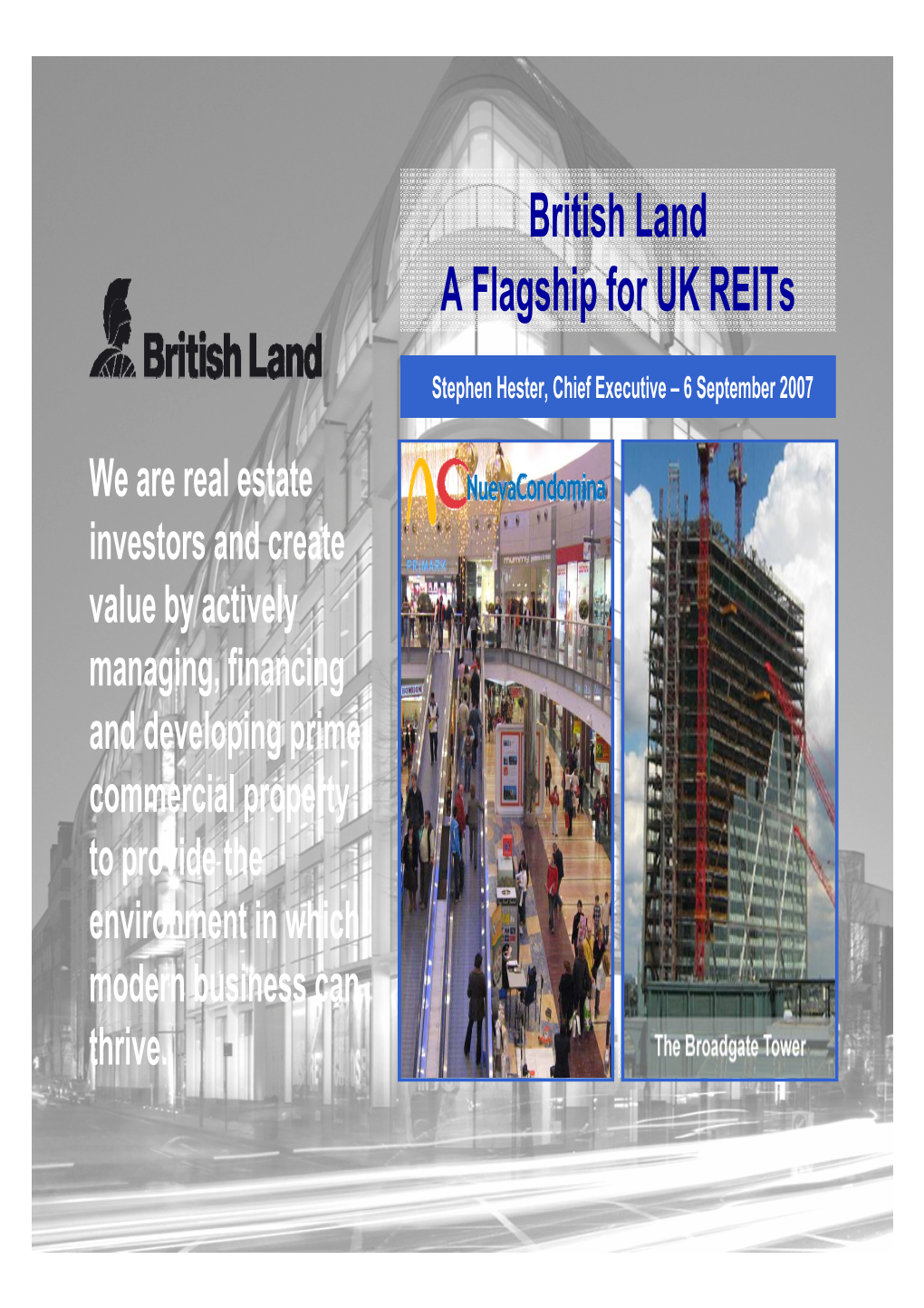 British Land a Flagship for UK Reits
