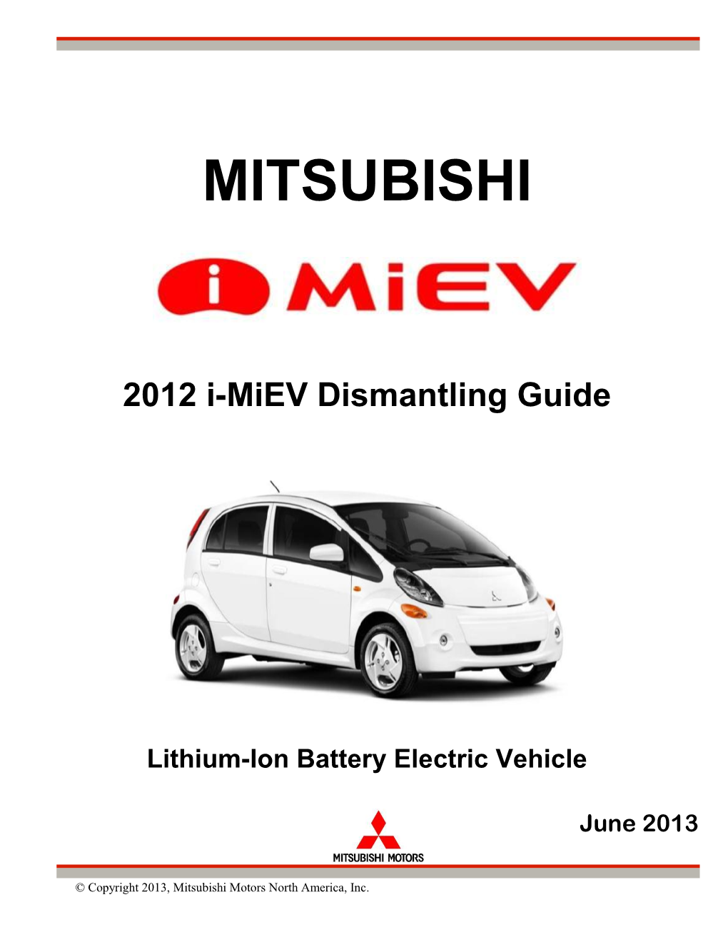 Mitsubishi I-Miev Dismantling Guide