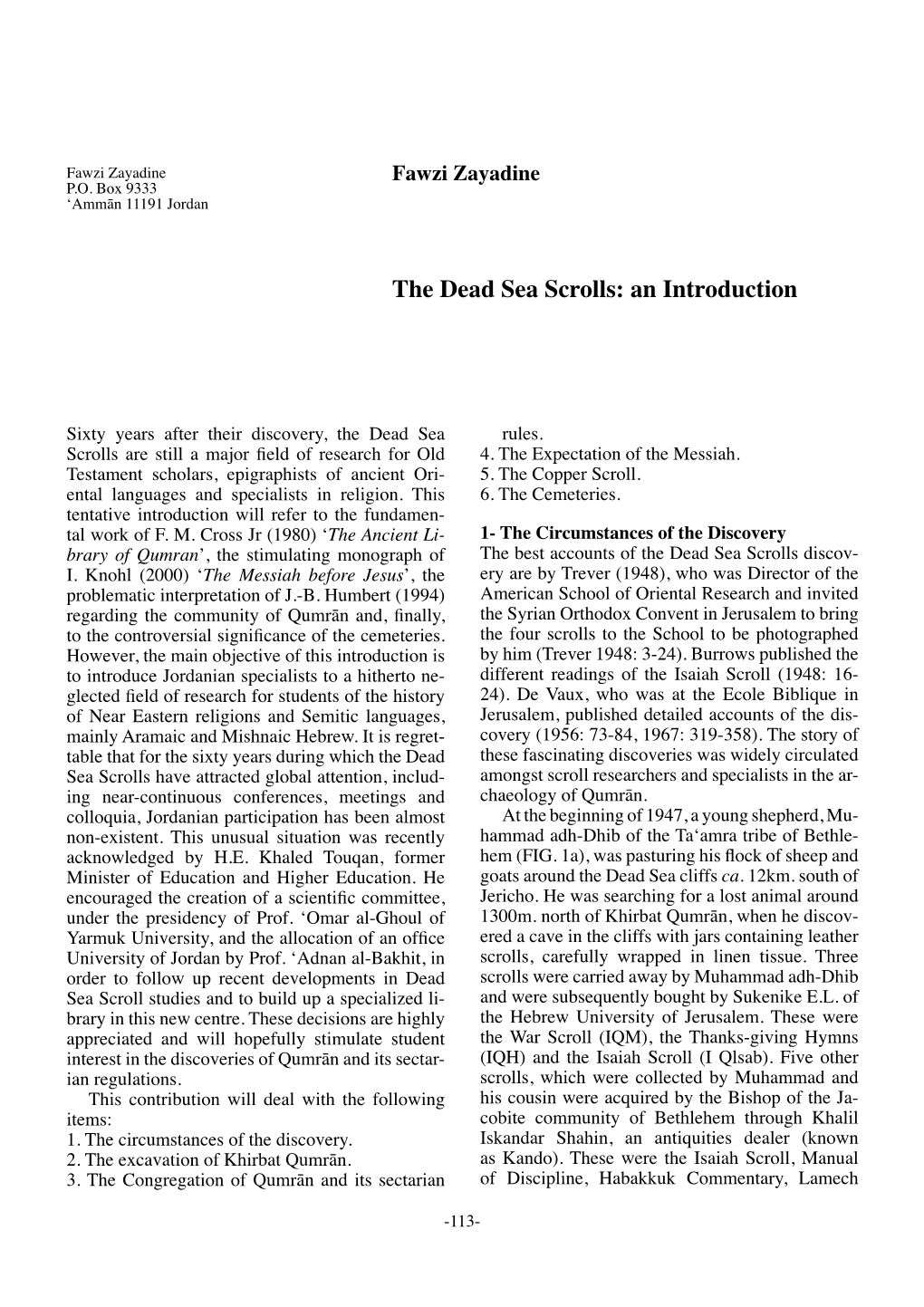 The Dead Sea Scrolls: an Introduction