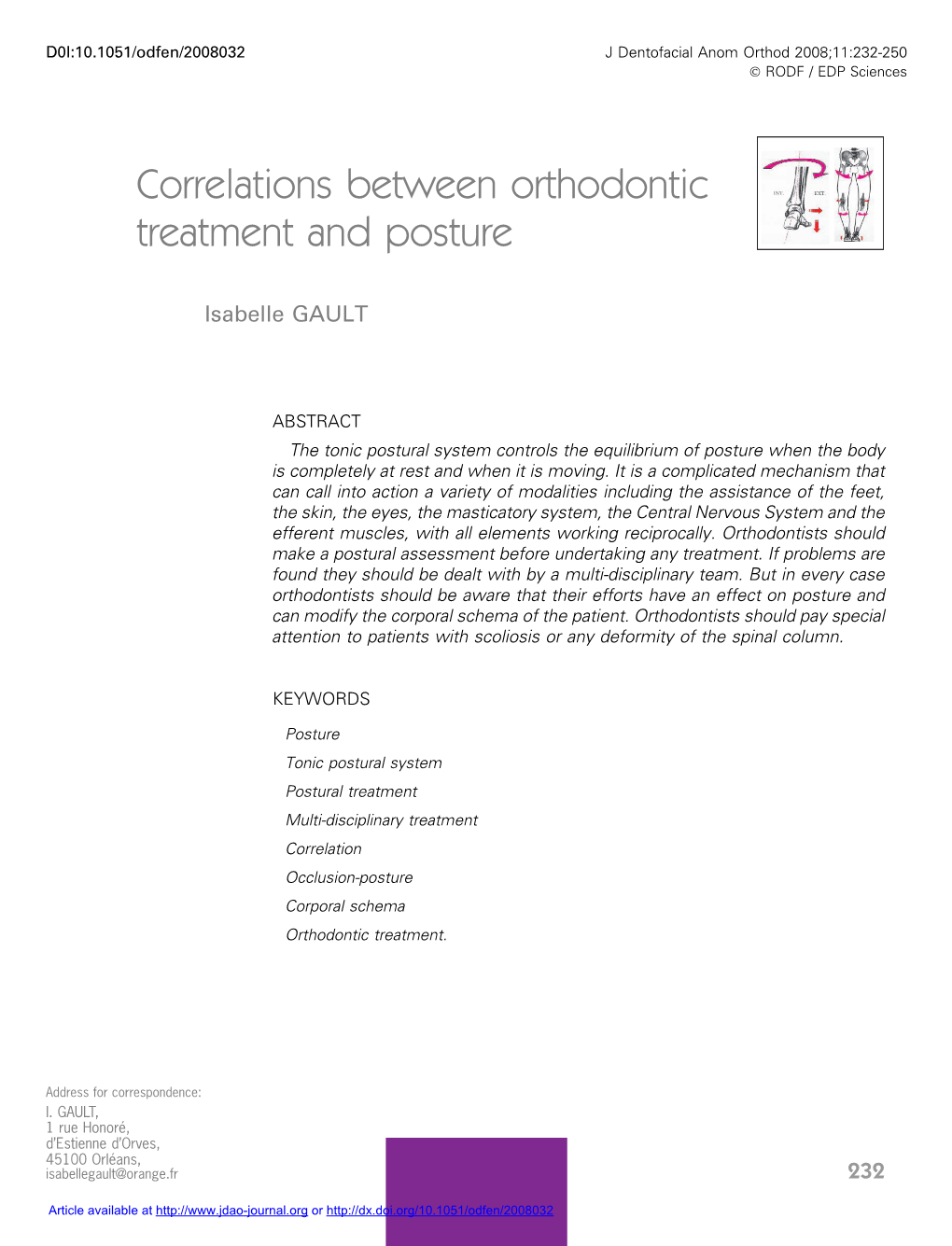 Correlations Between Orthodontic Treatment and Posture