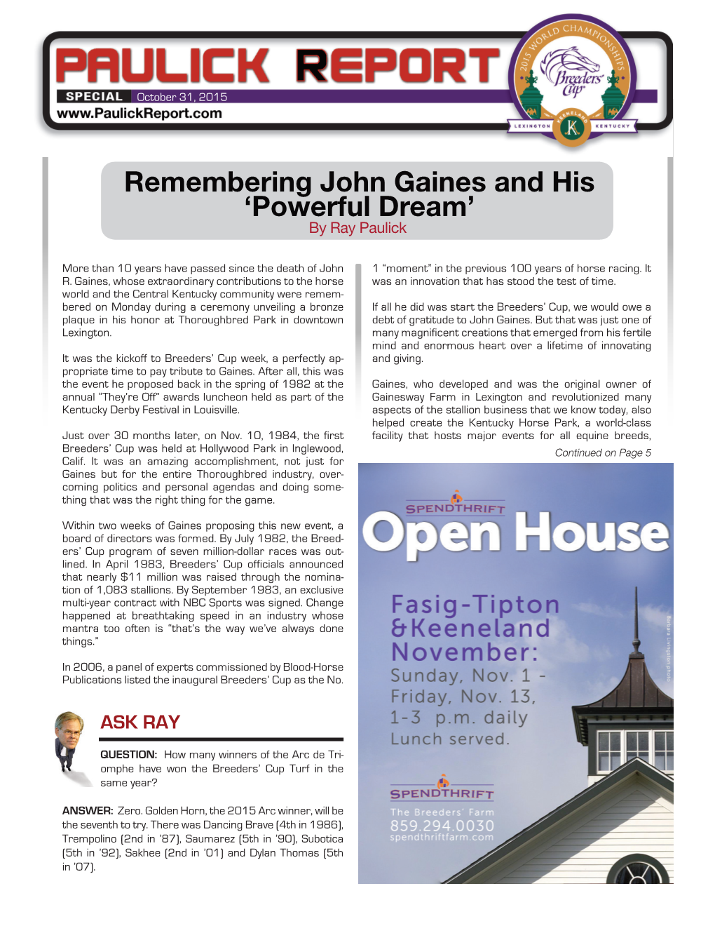 Remembering John Gaines and His ‘Powerful Dream’ by Ray Paulick