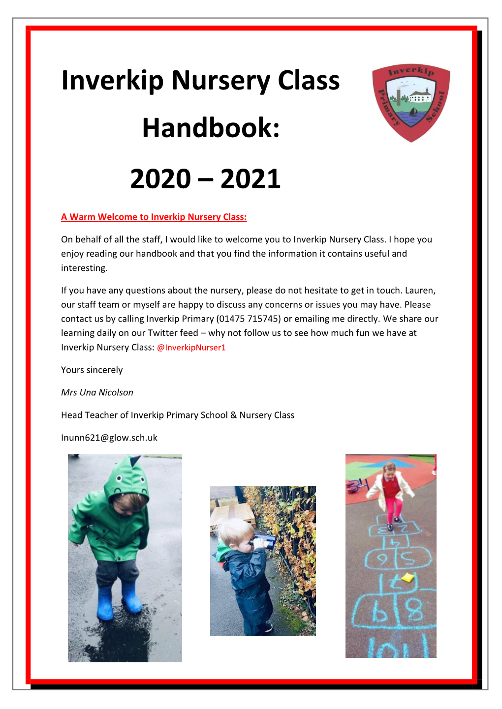 Inverkip Nursery Class Handbook: 2020 – 2021