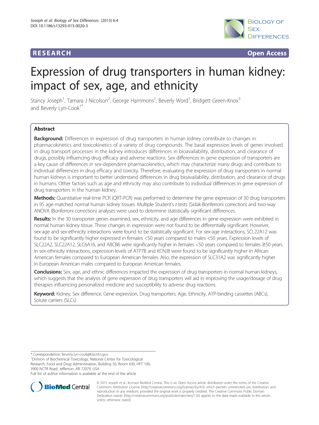 Expression of Drug Transporters in Human Kidney