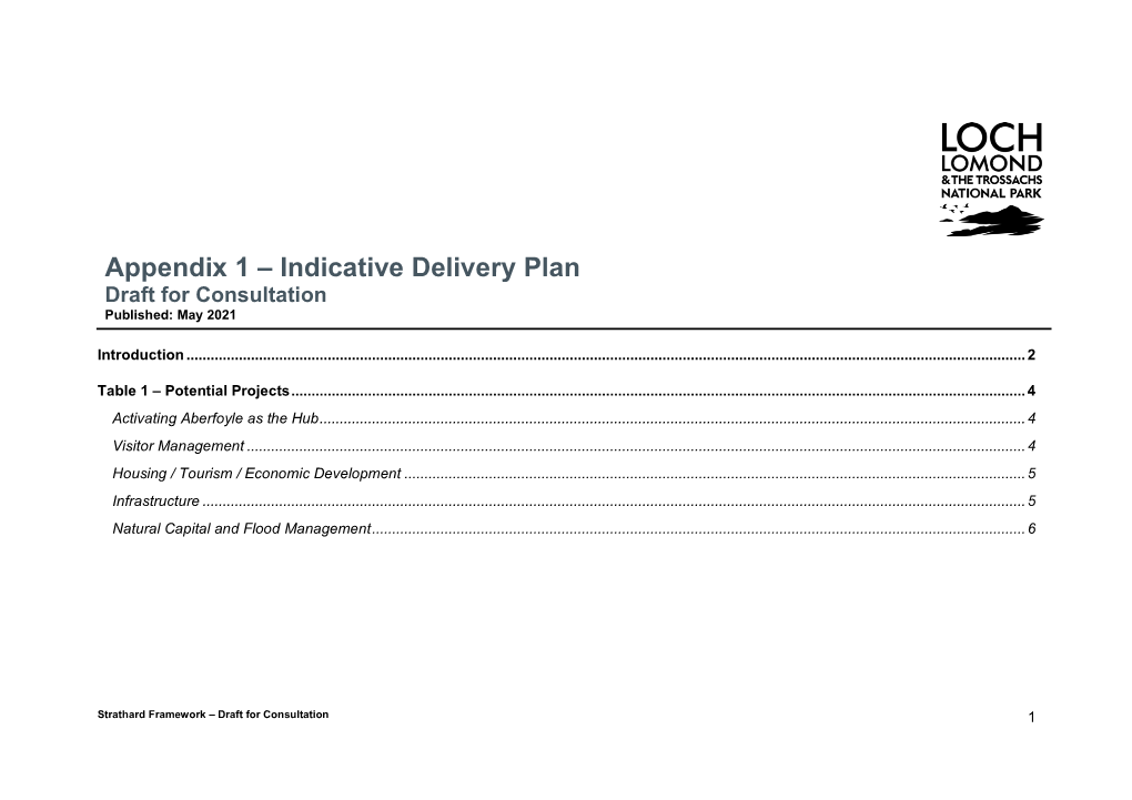 Indicative Delivery Plan Draft for Consultation Published: May 2021