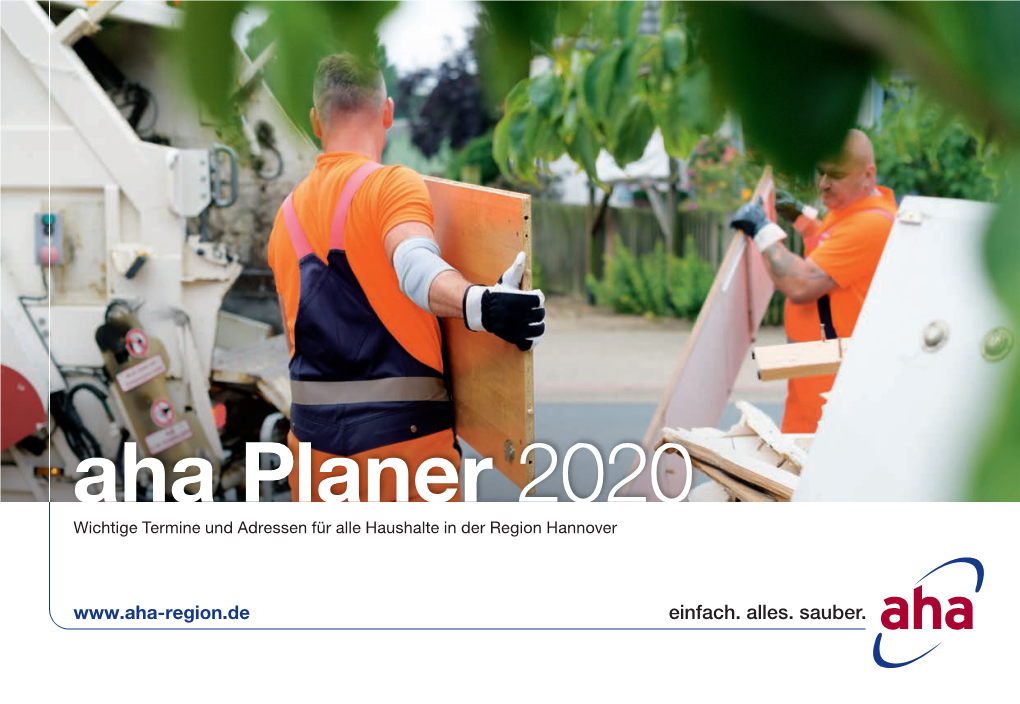 Aha Planer 2020 Wichtige Termine Und Adressen Für Alle Haushalte in Der Region Hannover