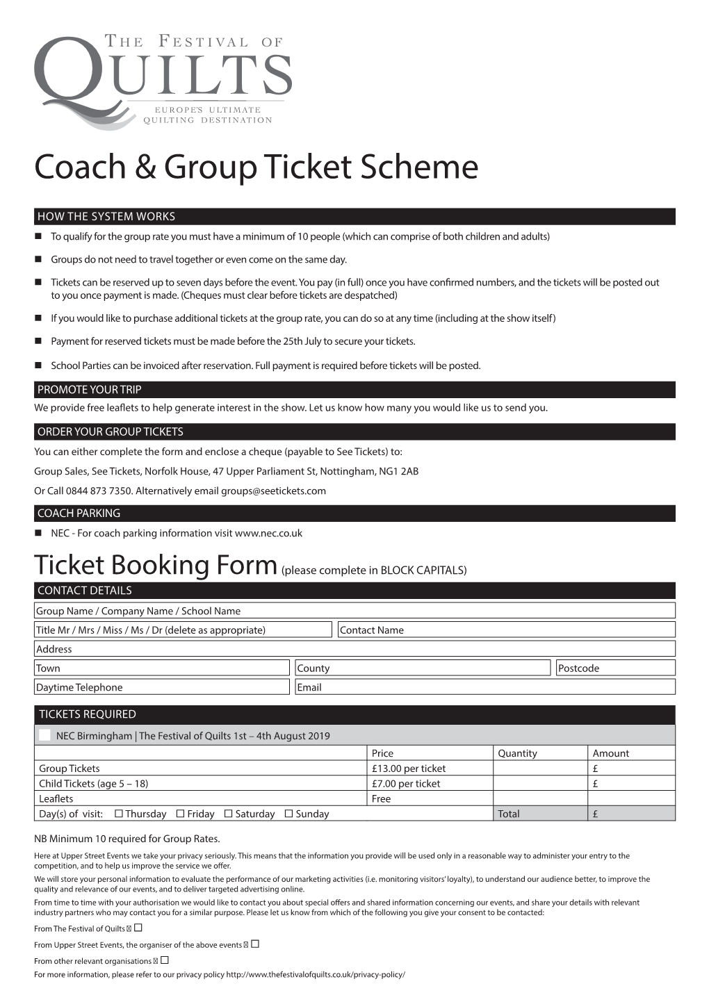 Coach & Group Ticket Scheme