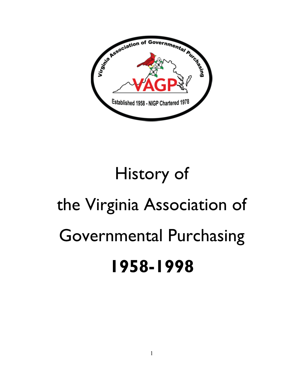 History of the Virginia Association of Governmental Purchasing 1958-1998
