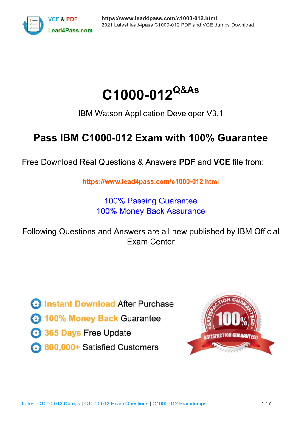 C1000-012.Html 2021 Latest Lead4pass C1000-012 PDF and VCE Dumps Download