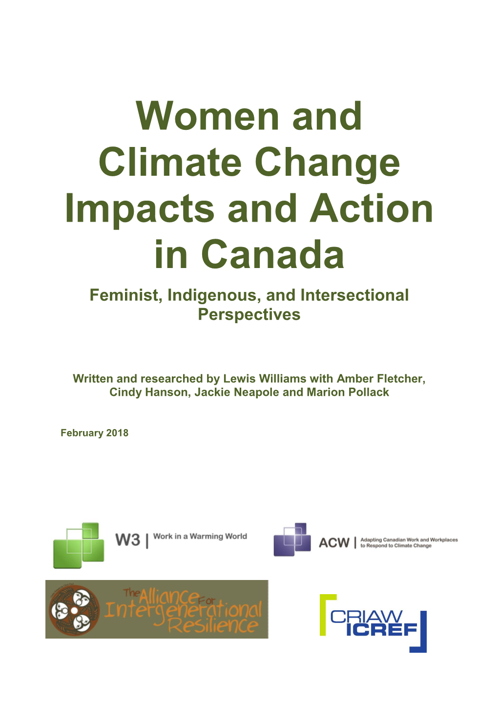Women and Climate Change Impacts and Action in Canada Feminist, Indigenous, and Intersectional Perspectives
