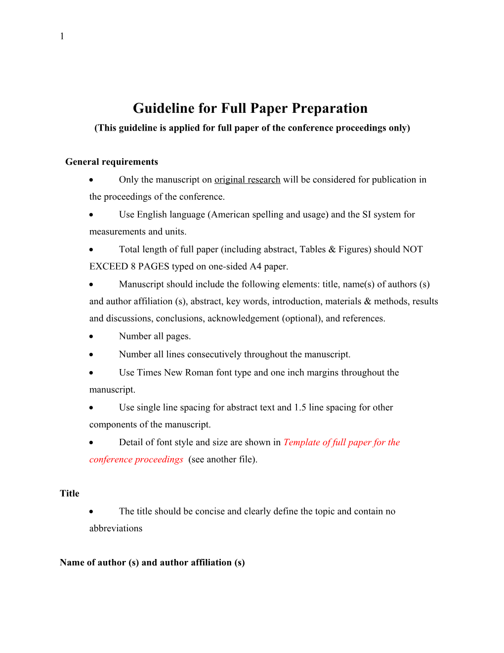 Guideline for Full Paper Preparation