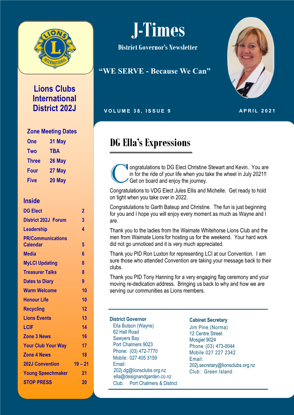 J-Times P a G E 1 District Governor’S Newsletter