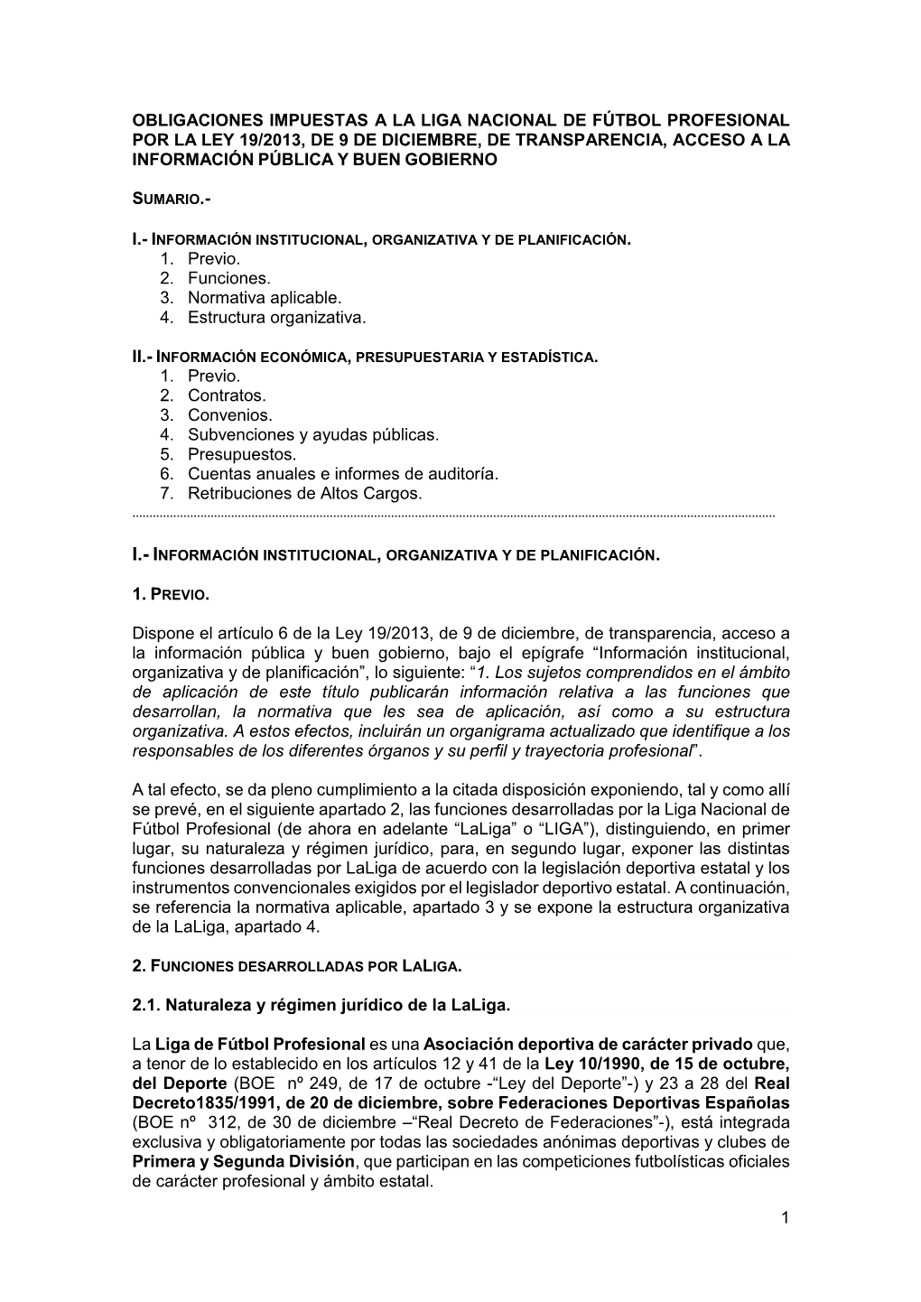 1 Obligaciones Impuestas a La Liga Nacional De Fútbol