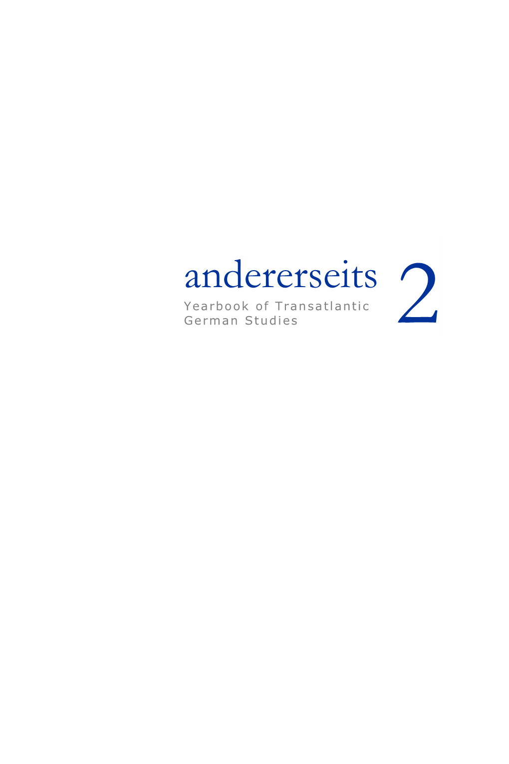 Andererseits Yearbook of Transatlantic German Studies 2