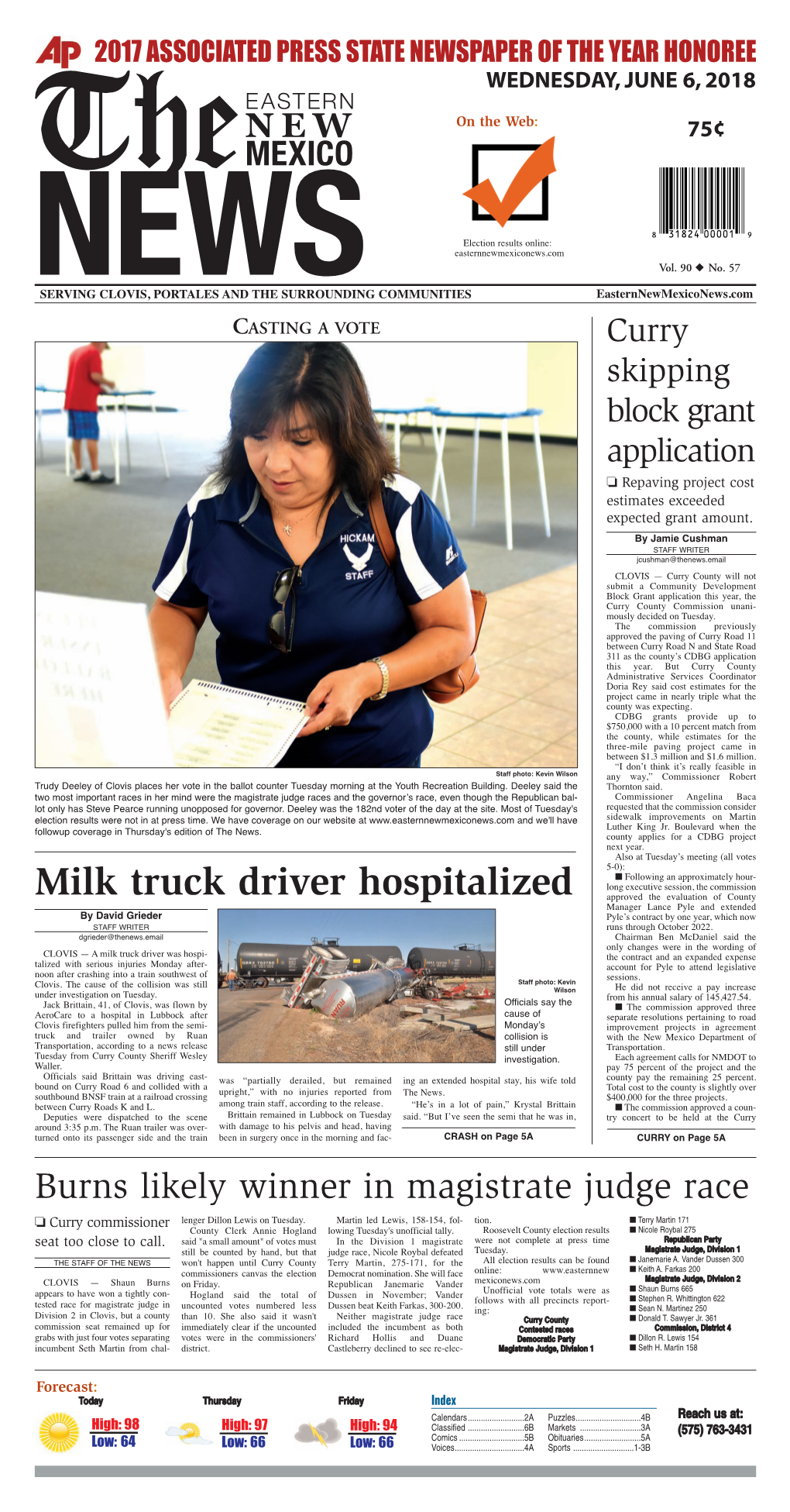 Milk Truck Driver Hospitalized