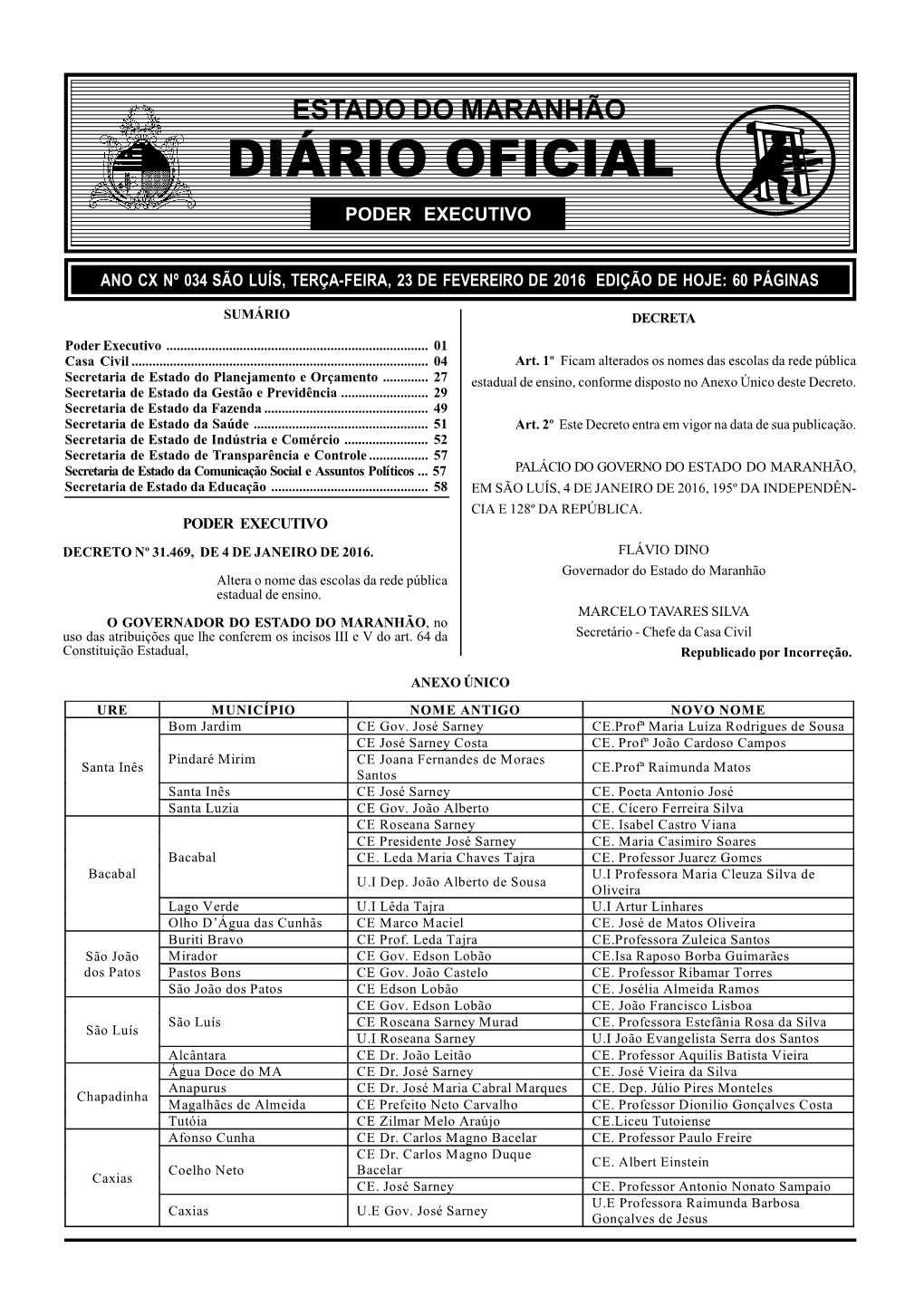 DECRETO 31.469 De 04-01-2016