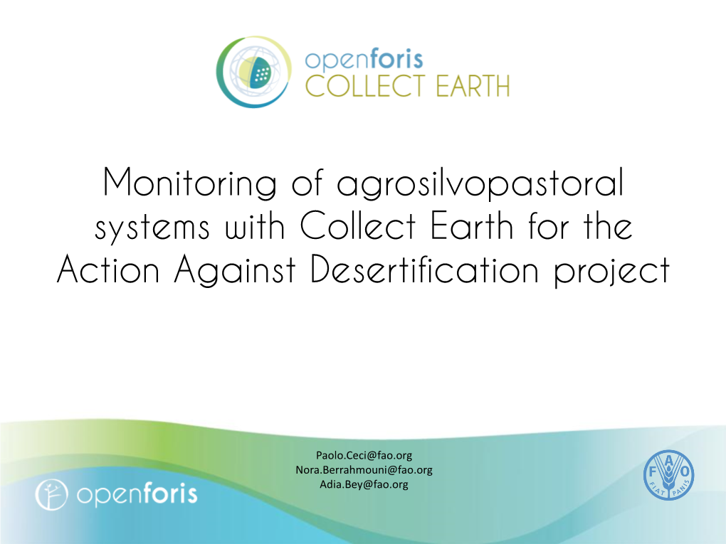 Monitoring of Agrosilvopastoral Systems with Collect Earth for the Action Against Desertification Project