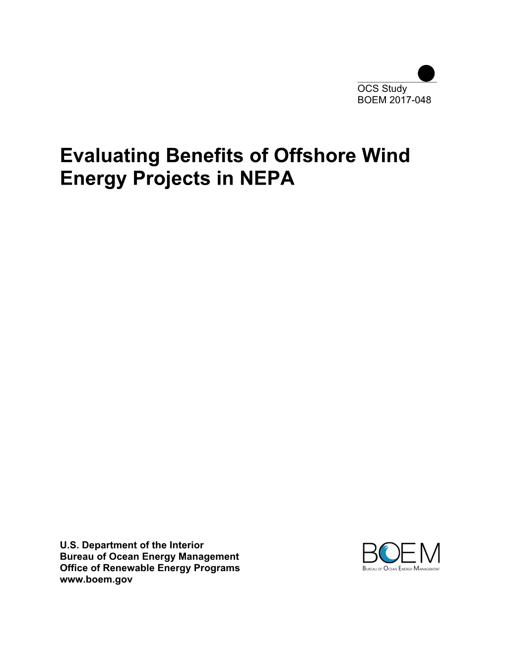 Evaluating Benefits of Offshore Wind Energy Projects in NEPA