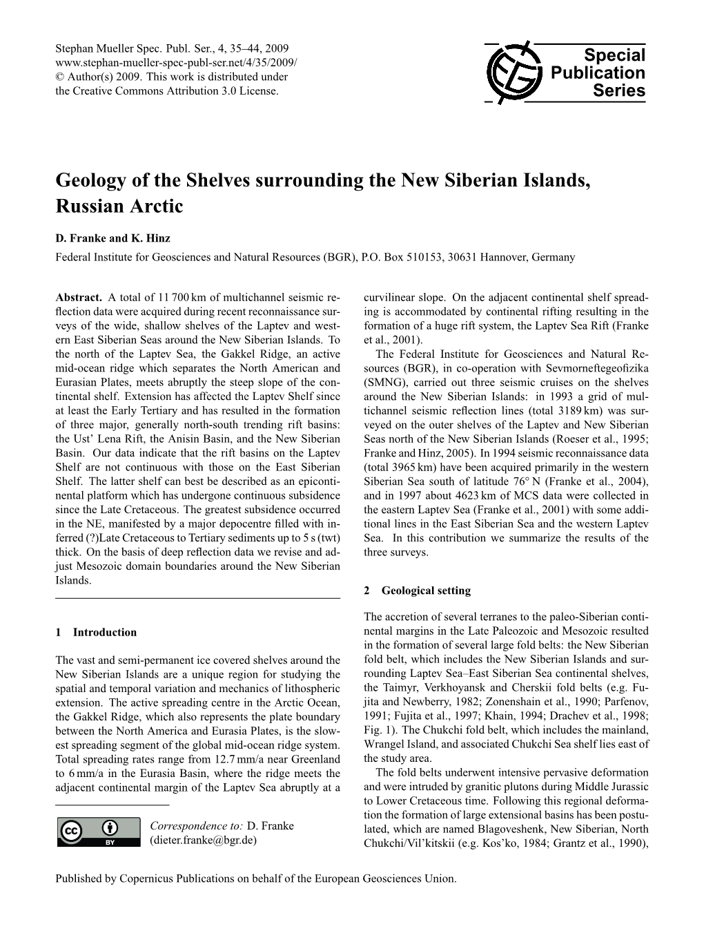 Geology of the Shelves Surrounding the New Siberian Islands, Russian Arctic