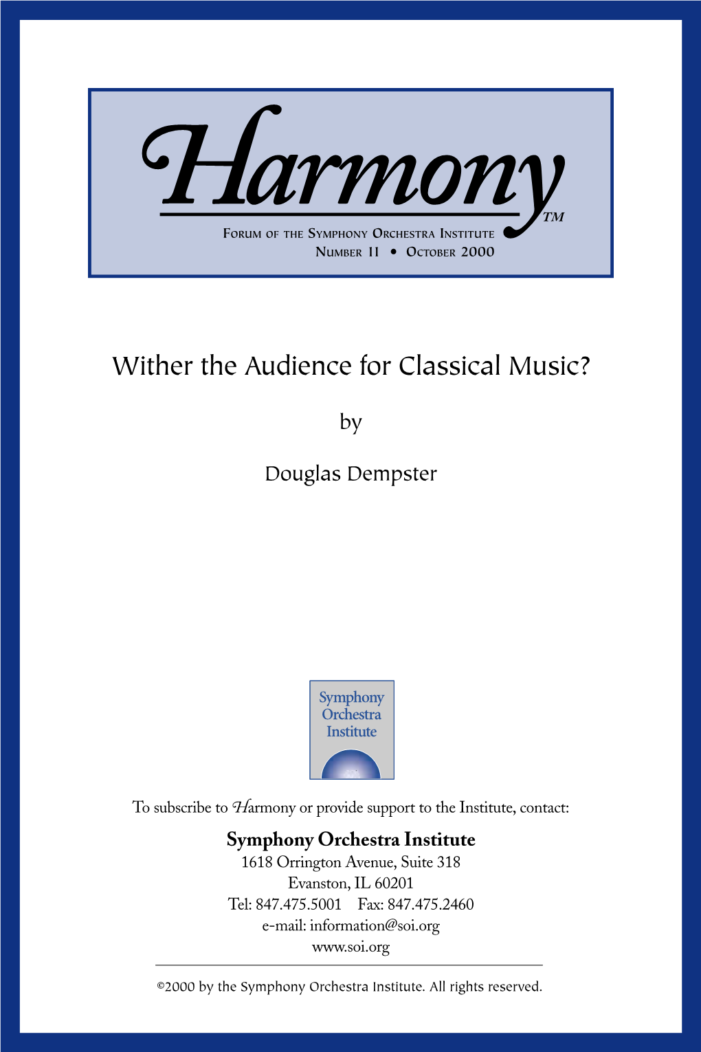 Wither the Audience for Classical Music?