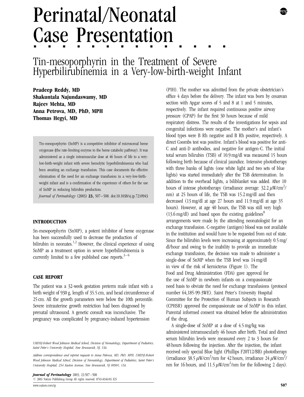 Perinatal/Neonatal Case Presentation