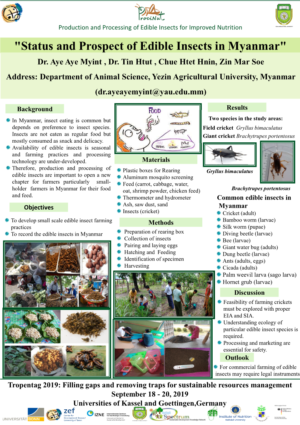 Status and Prospect of Edible Insects in Myanmar" Dr