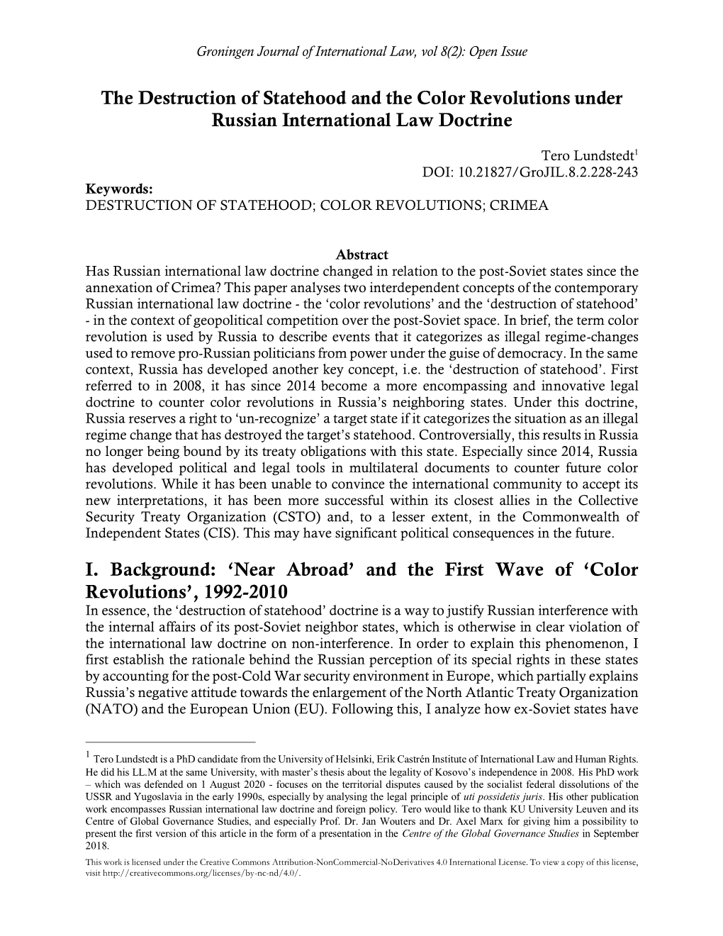 The Destruction of Statehood and the Color Revolutions Under Russian International Law Doctrine