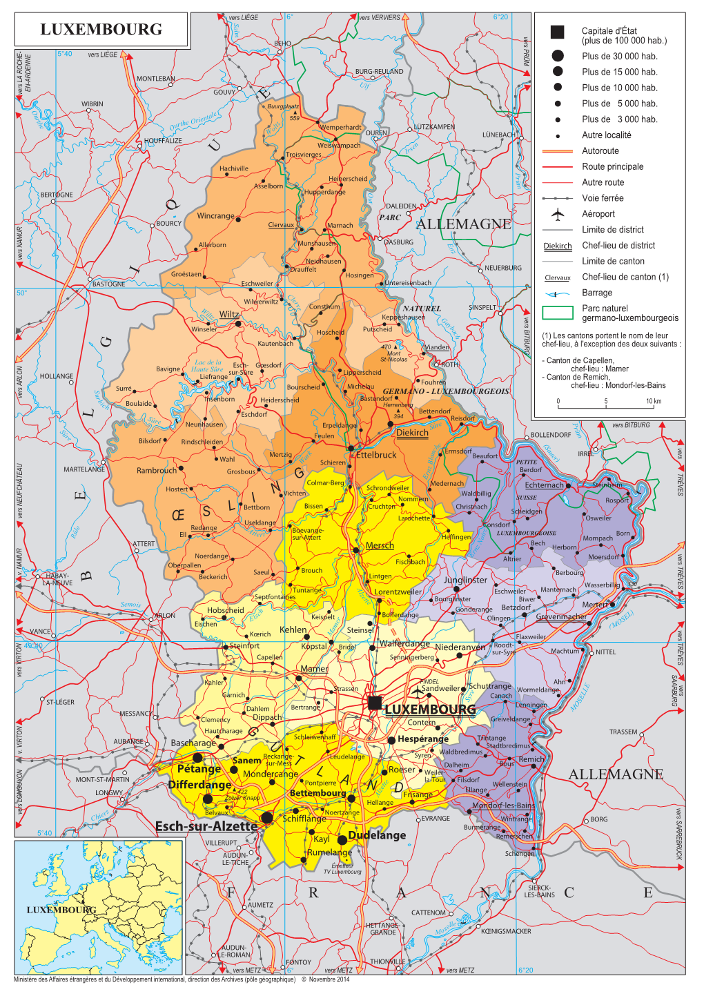 LUXEMBOURG M Capitale D'état Vers PRÜM BEHO (Plus De 100 000 Hab.) 5°40 Vers LIÈGE Plus De 30 000 Hab