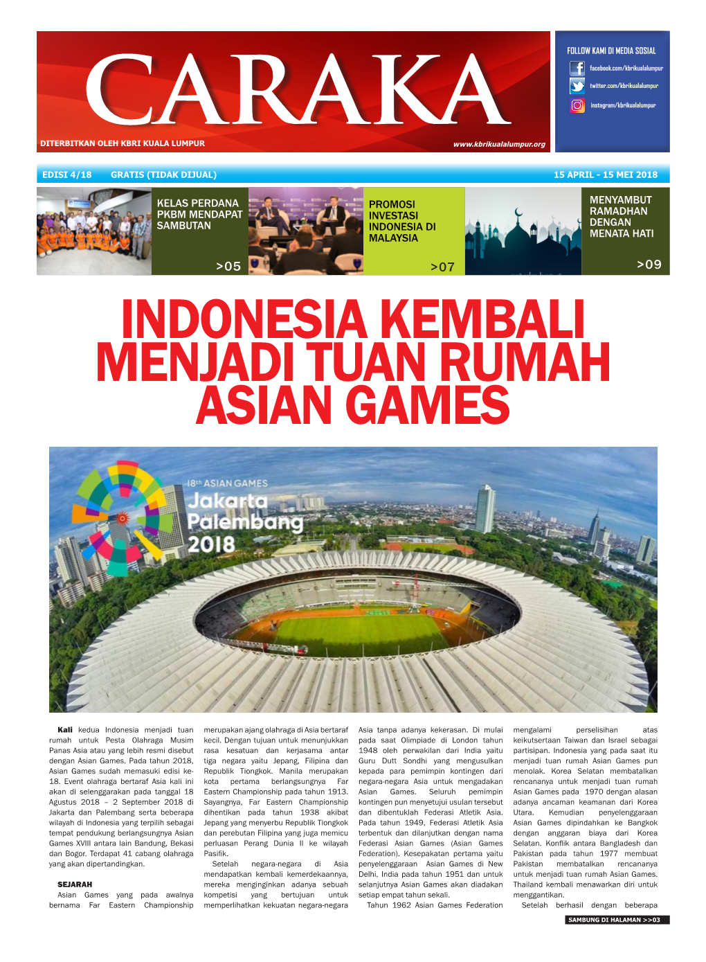 Indonesia Kembali Menjadi Tuan Rumah Asian Games