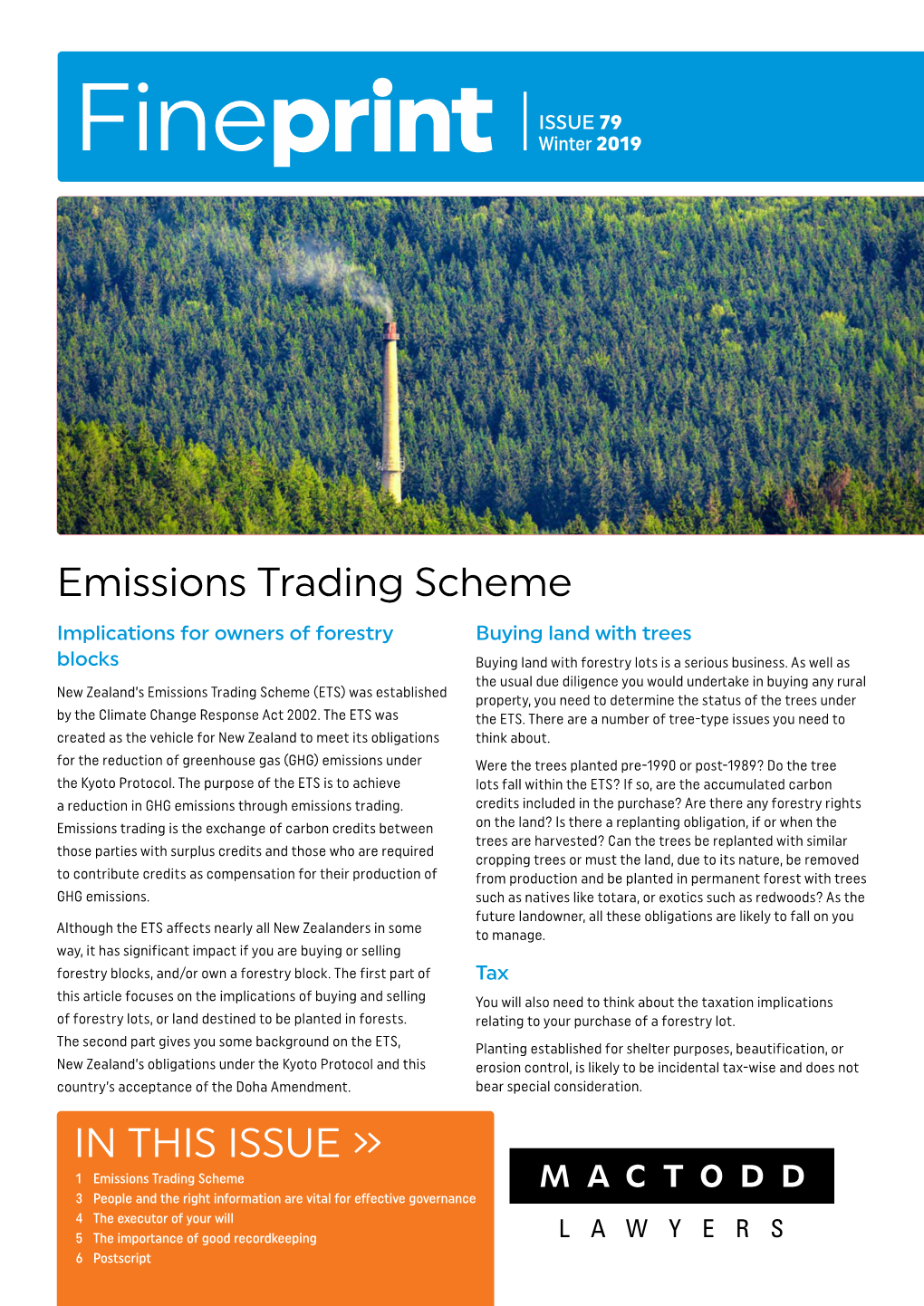 Emissions Trading Scheme in THIS ISSUE »
