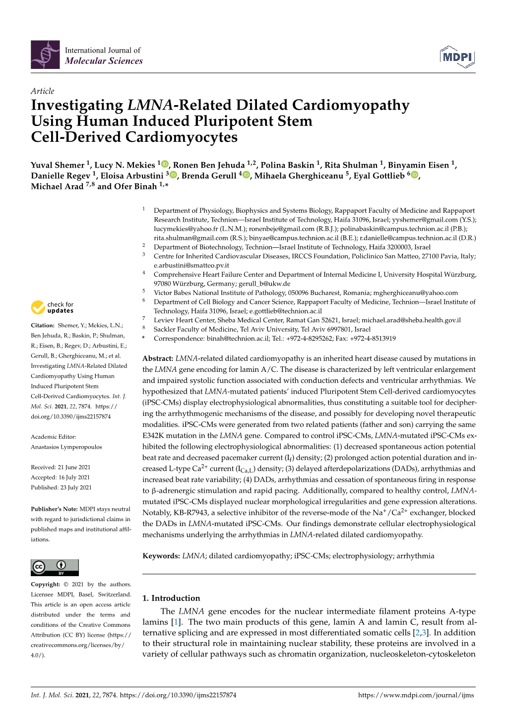 Investigating LMNA-Related Dilated Cardiomyopathy Using Human Induced Pluripotent Stem Cell-Derived Cardiomyocytes