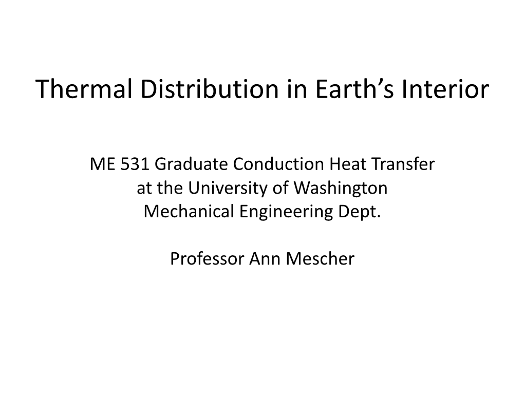 Thermal Distribution in Earth's Interior