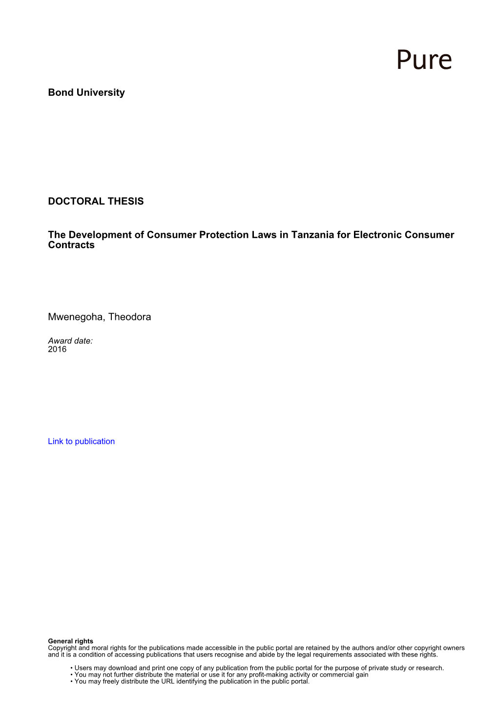The Development of Consumer Protection Laws in Tanzania for Electronic Consumer Contracts