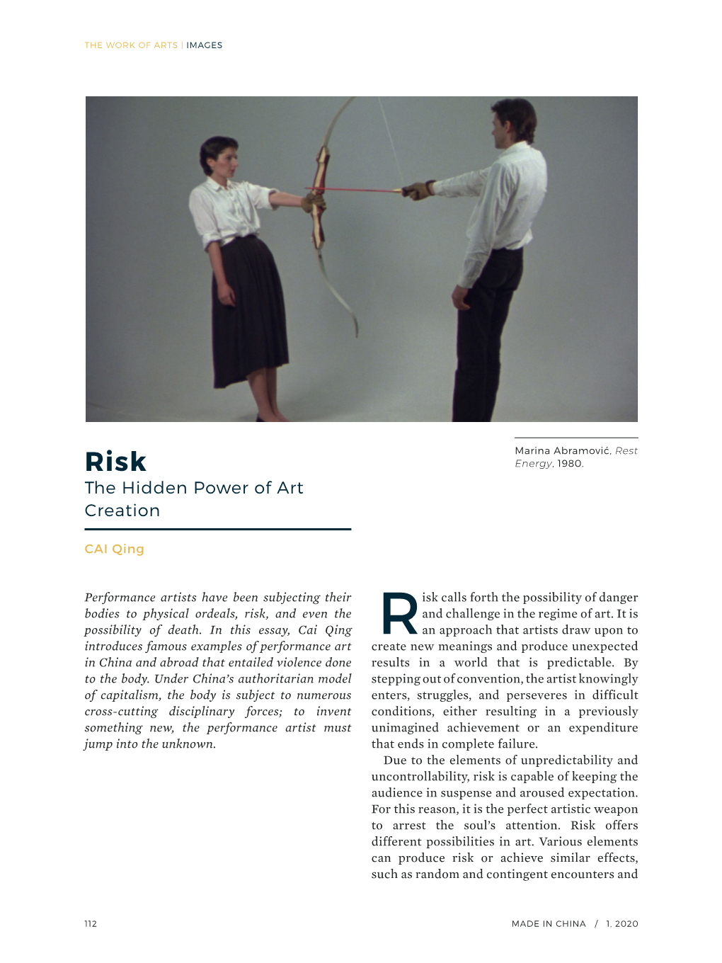 Risk: the Hidden Power of Art Creation