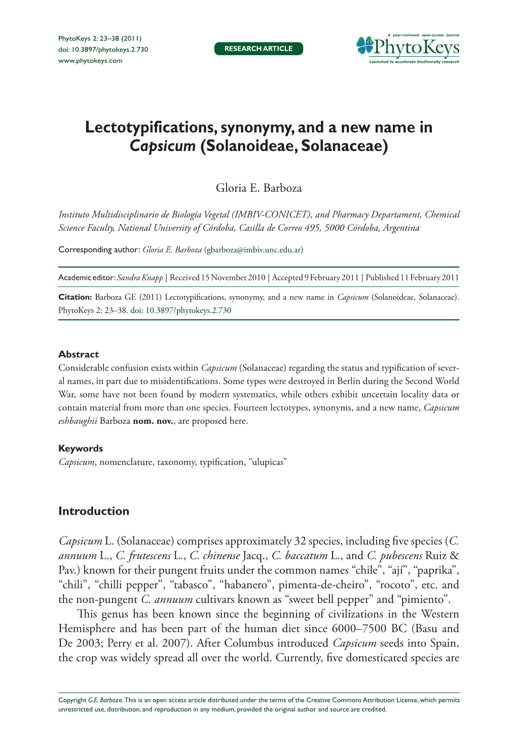 Solanoideae, Solanaceae) 23 Doi: 10.3897/Phytokeys.2.730 RESEARCH ARTICLE Launched to Accelerate Biodiversity Research