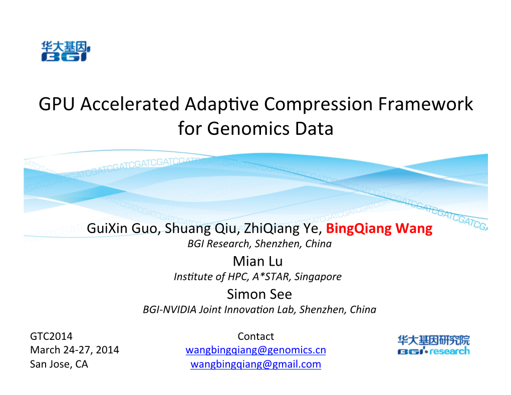 GPU Accelerated Genomics Data Compression