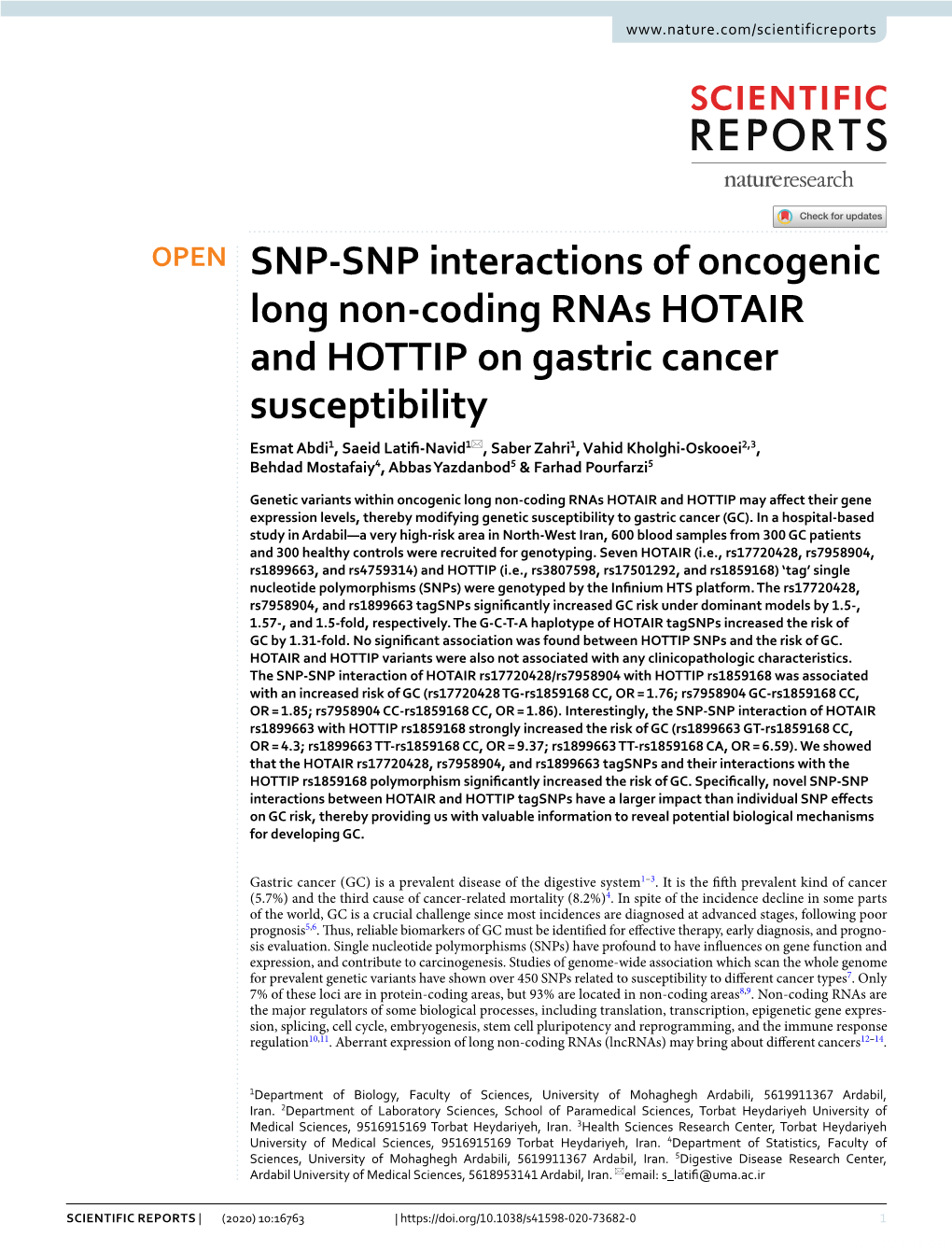 SNP-SNP Interactions of Oncogenic Long Non-Coding Rnas HOTAIR