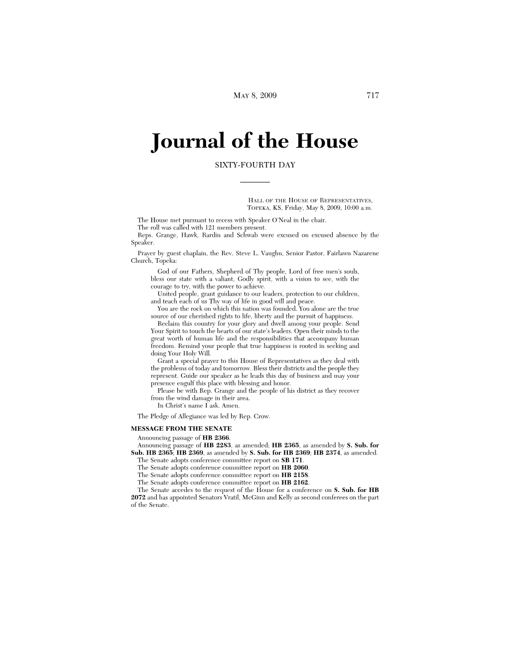Journal of the House SIXTY-FOURTH DAY