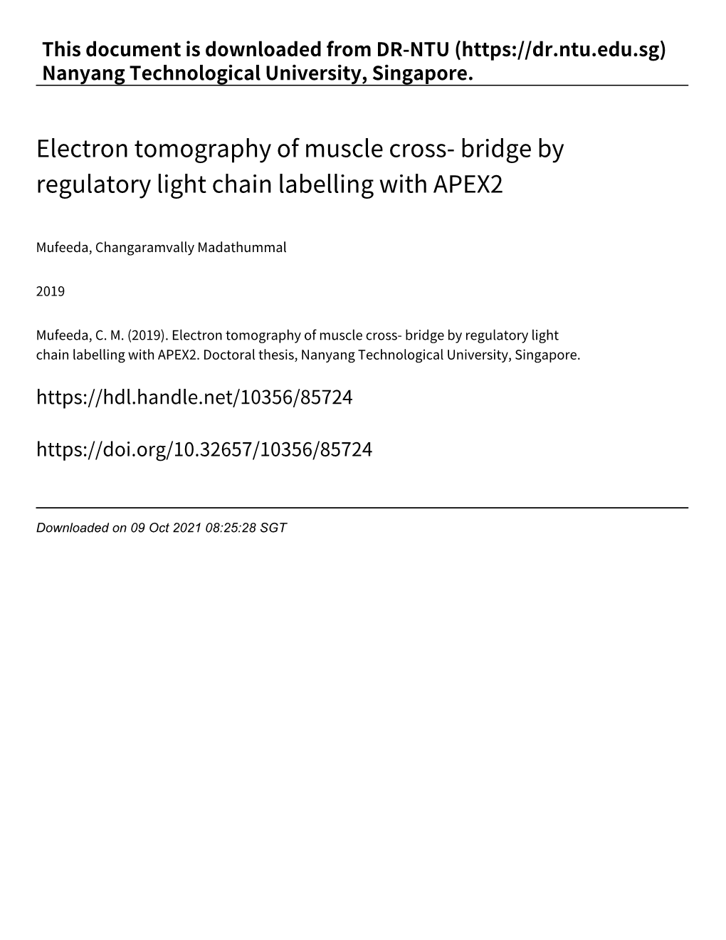 Electron Tomography of Muscle Cross‑ Bridge by Regulatory Light Chain Labelling with APEX2