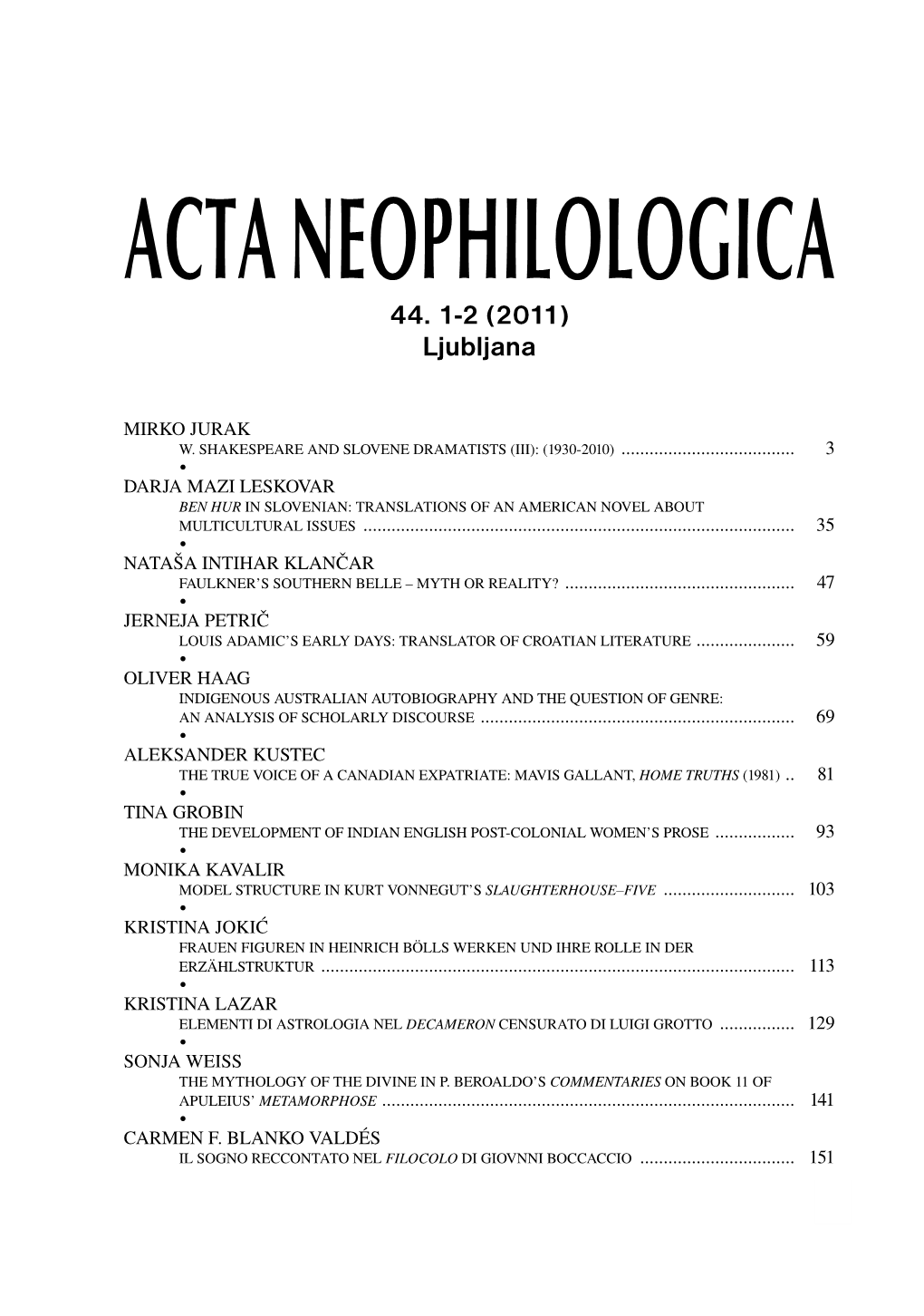 Acta Neophilologica 44