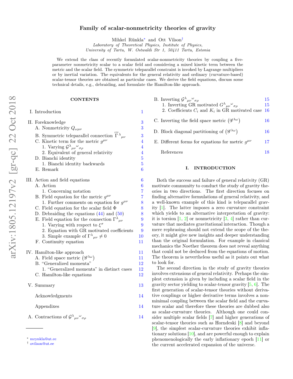 1805.12197 Family of Scalar-Nonmetricity Theories of Gravity