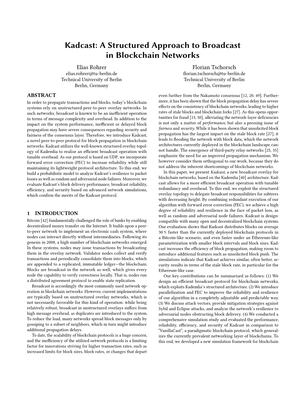 Kadcast: a Structured Approach to Broadcast in Blockchain Networks