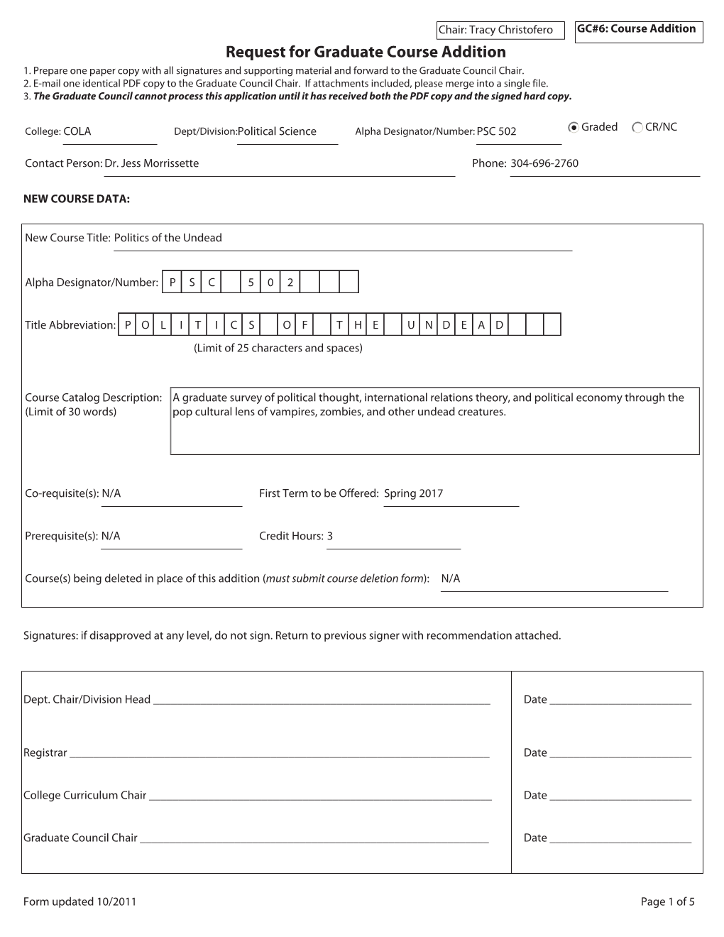 Request for Graduate Course Addition 1