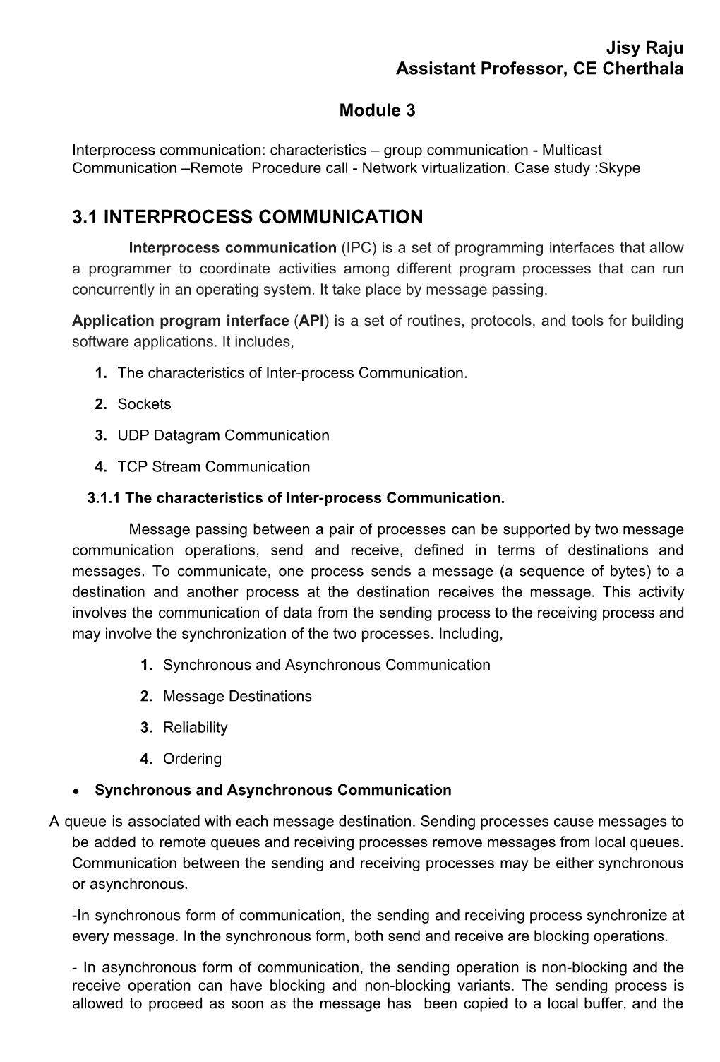 3.1 Interprocess Communication