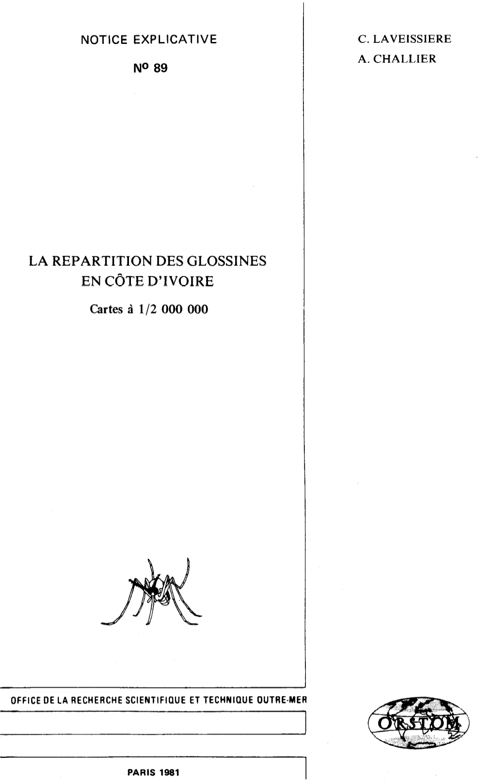 La Répartition Des Glossines En Côte D'ivoire : Cartes À 1/2 000