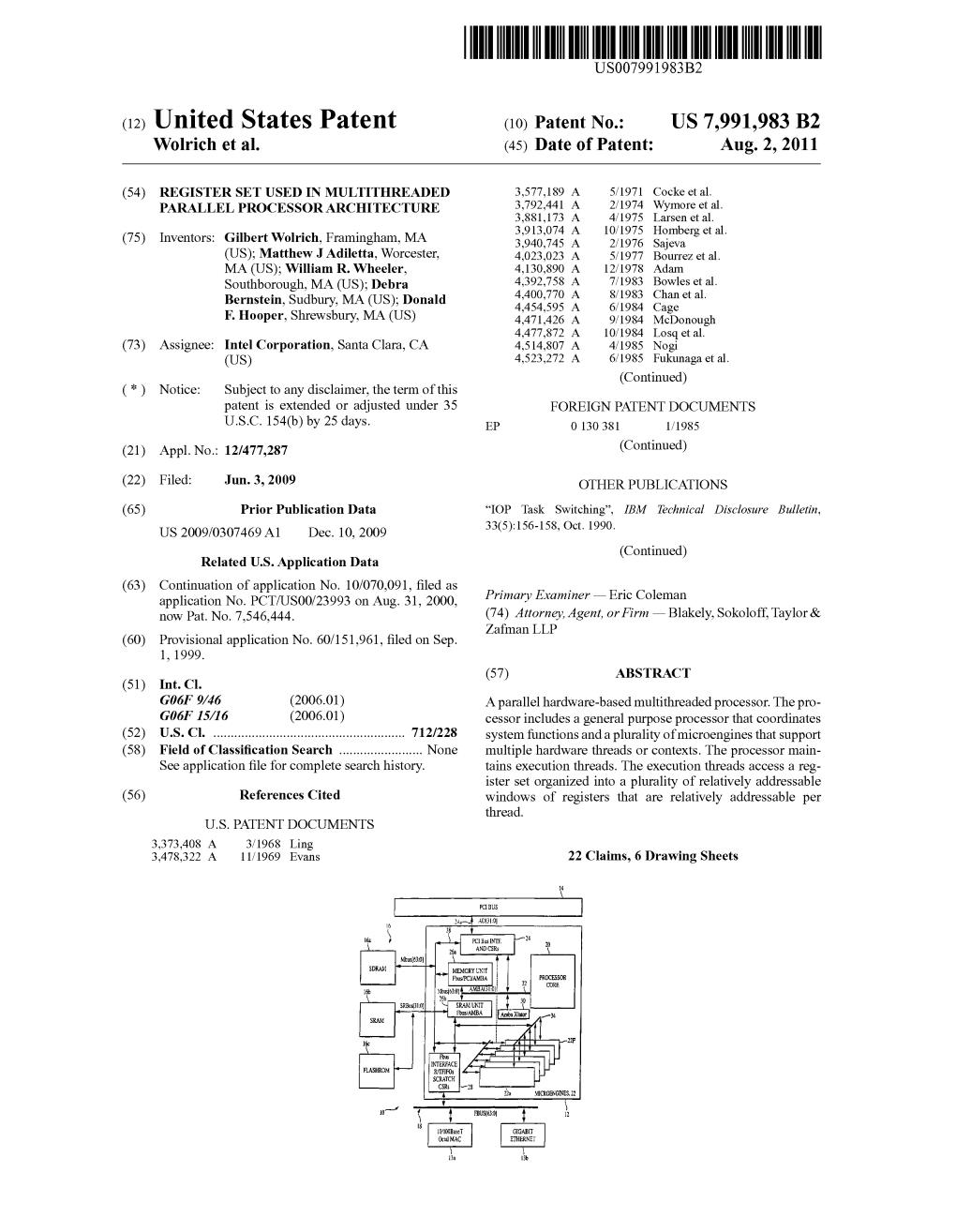 (12) Ulllted States Patent (10) Patent N0.: US 7,991,983 B2 Wolrich Et A]
